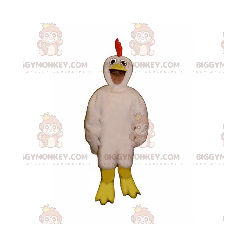 BIGGYMONKEY™ husdyrmaskotkostume - hvid crested høne -