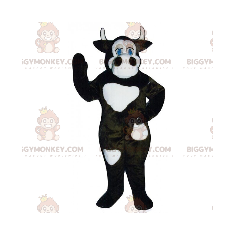 BIGGYMONKEY™ Farm Animal Mascot Costume - Ko med små horn -