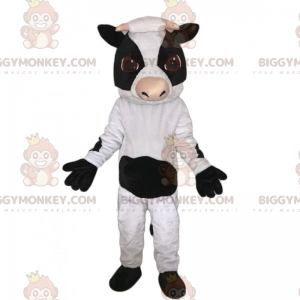 Στολή μασκότ ζώων φάρμας BIGGYMONKEY™ - Αγελάδα με μικρά κέρατα