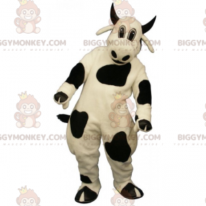 Στολή μασκότ ζώων φάρμας BIGGYMONKEY™ - Μαύρη αγελάδα με κέρατα