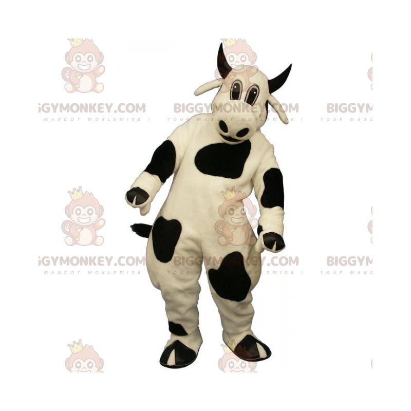 BIGGYMONKEY™ Farm Animal Mascot Kostuum - Zwarte Gehoornde Koe