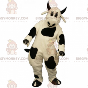 BIGGYMONKEY™ Farm Animal Mascot Kostuum - Zwarte Gehoornde Koe