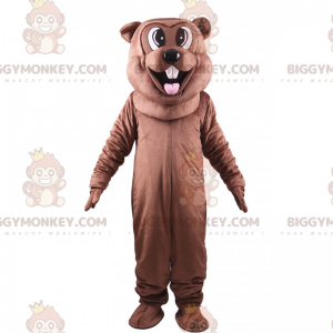 Traje de mascote de castor marrom BIGGYMONKEY™ língua de fora –