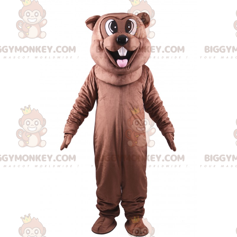 Costume de mascotte BIGGYMONKEY™ de castor marron qui tire la