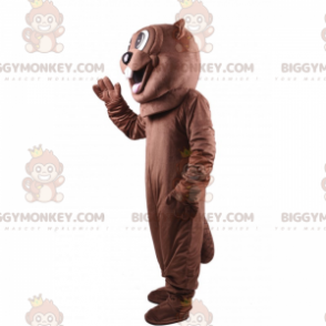 Στολή μασκότ BIGGYMONKEY™ Brown Beaver που βγάζει τη γλώσσα -