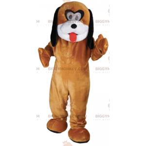 Costume de mascotte BIGGYMONKEY™ de chien marron blanc et noir