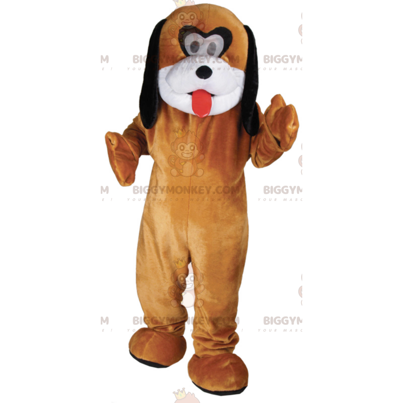 Costume de mascotte BIGGYMONKEY™ de chien marron blanc et noir