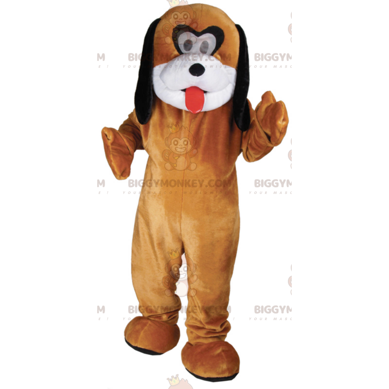 Costume mascotte BIGGYMONKEY™ cane marrone bianco e nero