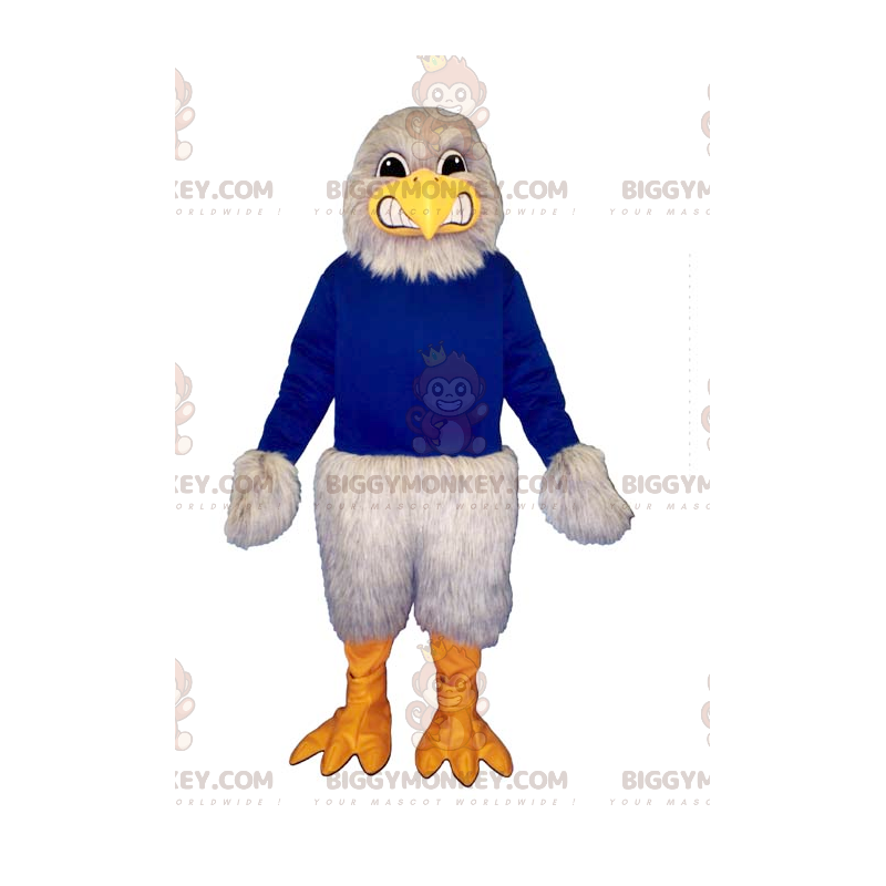 Traje de mascote de águia abutre cinza BIGGYMONKEY™ vestido de