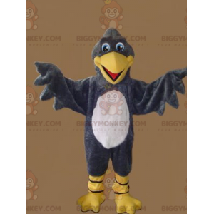 Costume de mascotte BIGGYMONKEY™ de vautour gris jaune et blanc