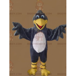 Costume de mascotte BIGGYMONKEY™ de vautour gris jaune et blanc