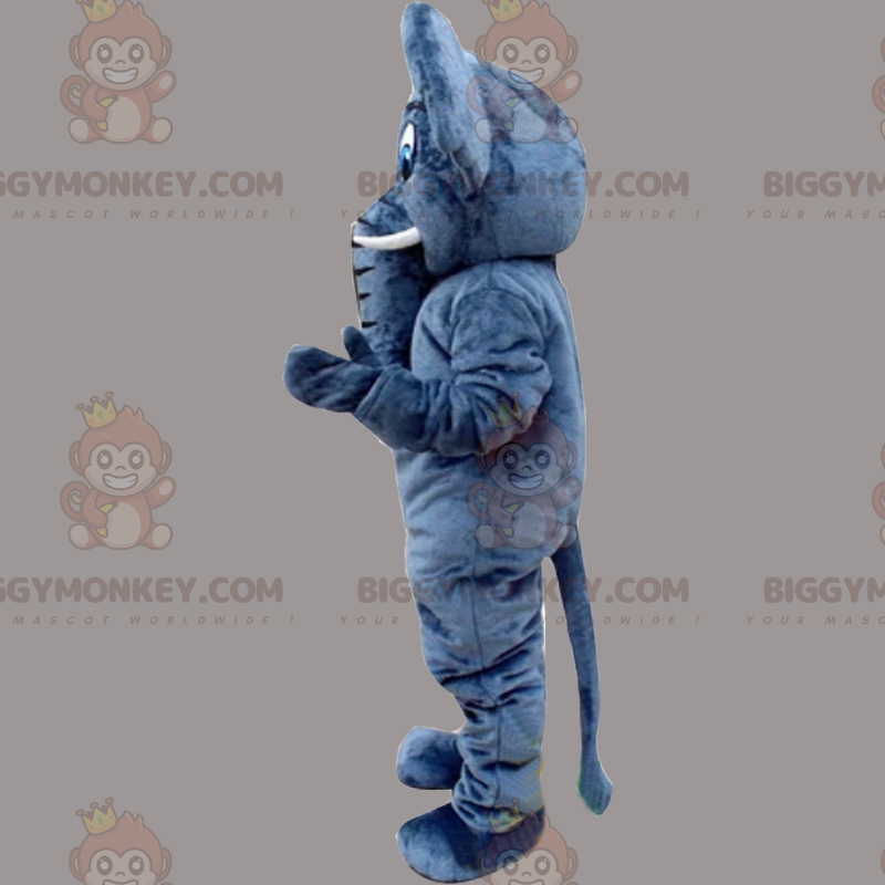 Blue and White Elephant Biggymonkey Mascot Costume, Blue Baby Elephant Costume