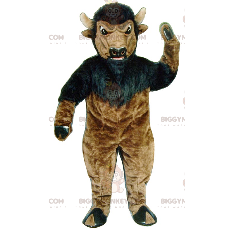 Costume mascotte BIGGYMONKEY™ bufalo bisonte gigante marrone e