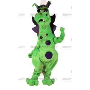 Costume de mascotte BIGGYMONKEY™ de dragon vert et violet