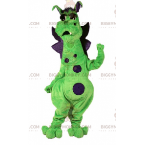 Cute and Colorful Green and Purple Dragon BIGGYMONKEY™ Mascot