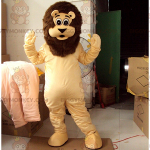 Traje de mascote de leão BIGGYMONKEY™ com juba marrom –