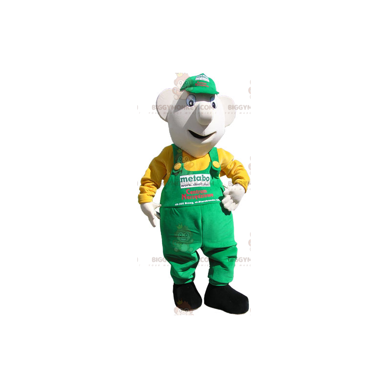 BIGGYMONKEY™ Snowman Mascot Costume with Cap and Overalls -