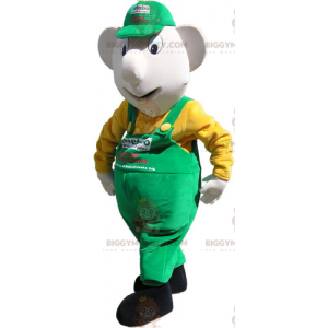 BIGGYMONKEY™ Snowman Mascot Costume with Cap and Overalls –