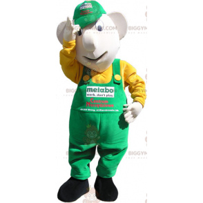 BIGGYMONKEY™ Snowman Mascot Costume with Cap and Overalls -