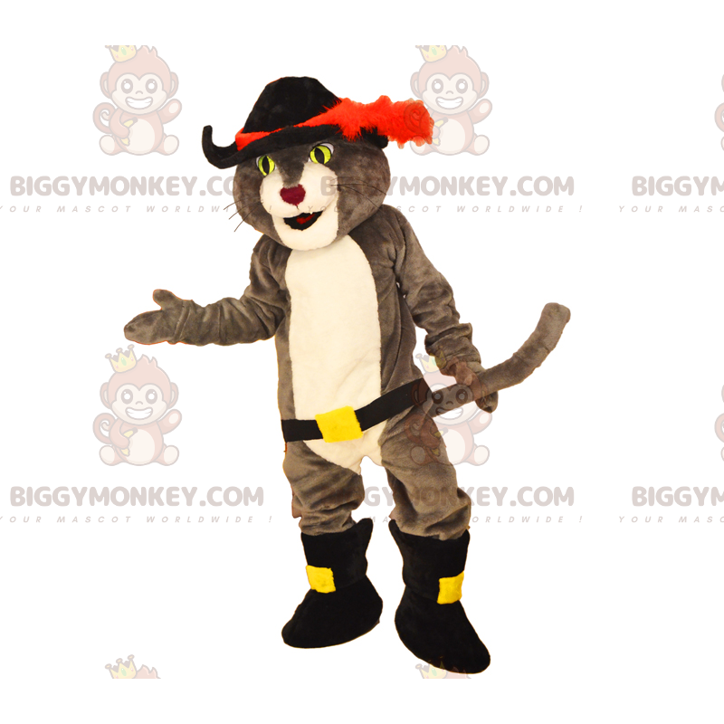 BIGGYMONKEY™ Katzenstiefel-Maskottchen-Kostüm mit Schwert -