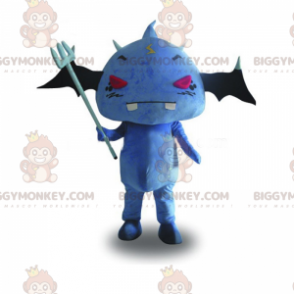 BIGGYMONKEY™ Costume da mascotte pipistrello blu e occhi rossi
