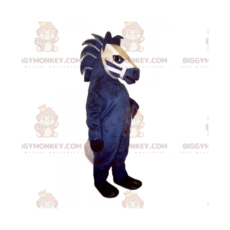 BIGGYMONKEY™ Blau-weißes Pferd Maskottchen-Kostüm -