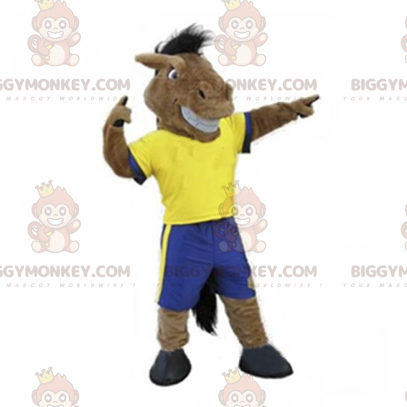 BIGGYMONKEY™ Pferde-Maskottchen-Kostüm in Sportbekleidung -