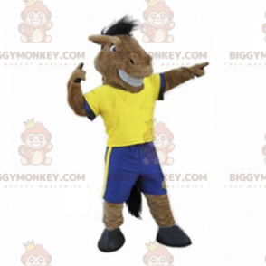 Disfraz de mascota de caballo BIGGYMONKEY™ en ropa deportiva -