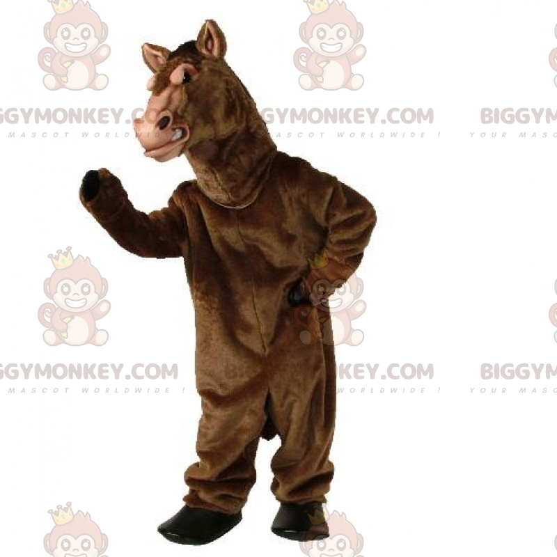 BIGGYMONKEY™ Braunes glänzendes Pferdemaskottchen-Kostüm -