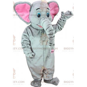 BIGGYMONKEY™ Blue Eyed Grey und Pink Elephant Maskottchenkostüm