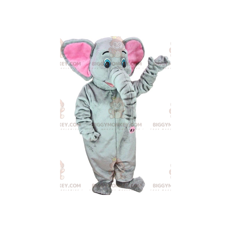 BIGGYMONKEY™ Blue Eyed Gray and Pink Elephant Mascot Costume -