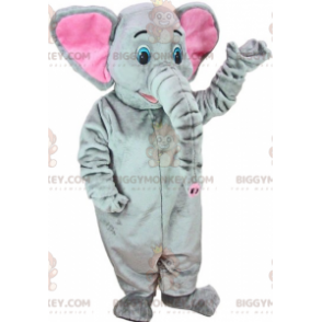 BIGGYMONKEY™ Blue Eyed Gray og Pink Elephant Mascot Costume -