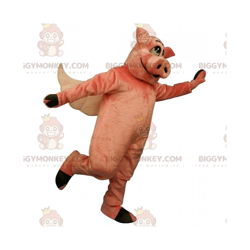 BIGGYMONKEY™ Schweine-Maskottchen-Kostüm mit Flügeln -