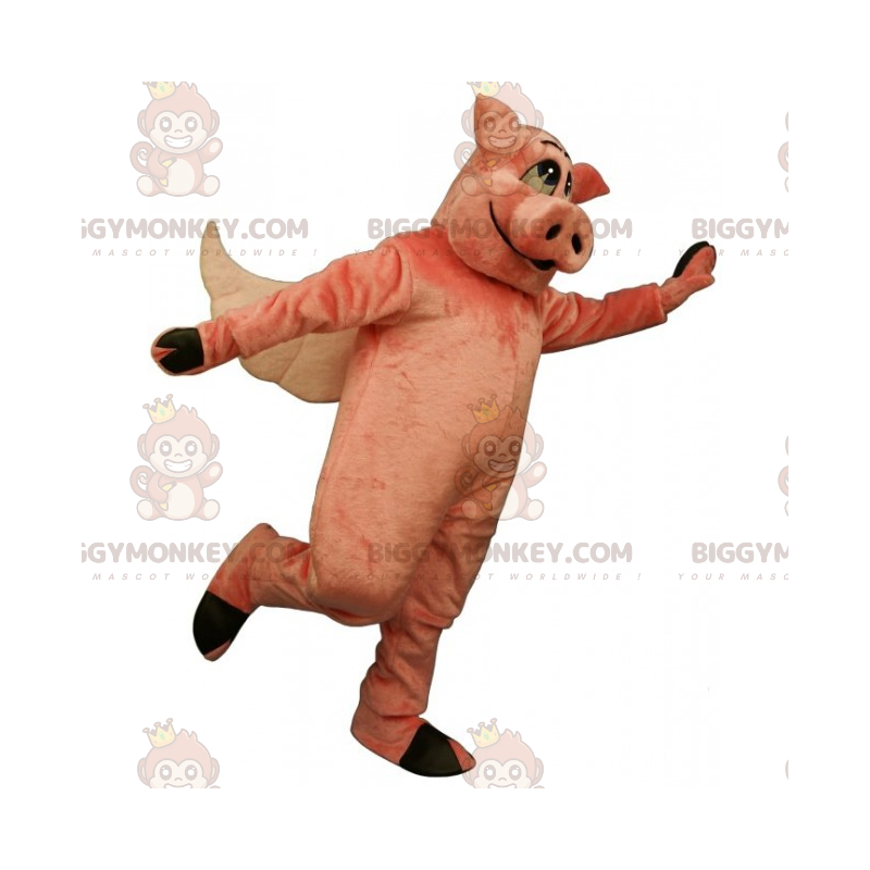 Traje de mascote de porco BIGGYMONKEY™ com asas –