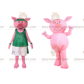 Traje de mascote de porco BIGGYMONKEY™ em roupas esportivas –