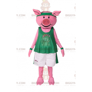 Kostium maskotki świnia BIGGYMONKEY™ w odzieży sportowej -