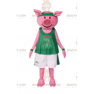 Traje de mascote de porco BIGGYMONKEY™ em roupas esportivas –