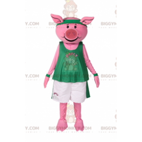 Kostium maskotki świnia BIGGYMONKEY™ w odzieży sportowej -
