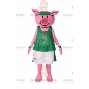 Traje de mascote de porco BIGGYMONKEY™ em roupas esportivas –