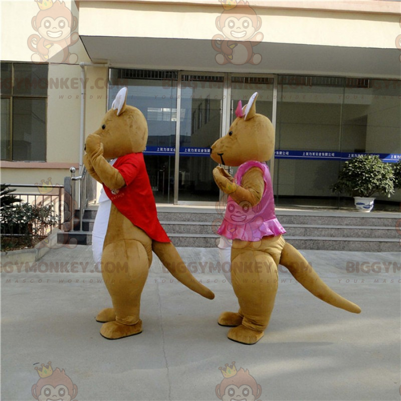 BIGGYMONKEY™ Känguru-Maskottchen-Kostüm für Paare -