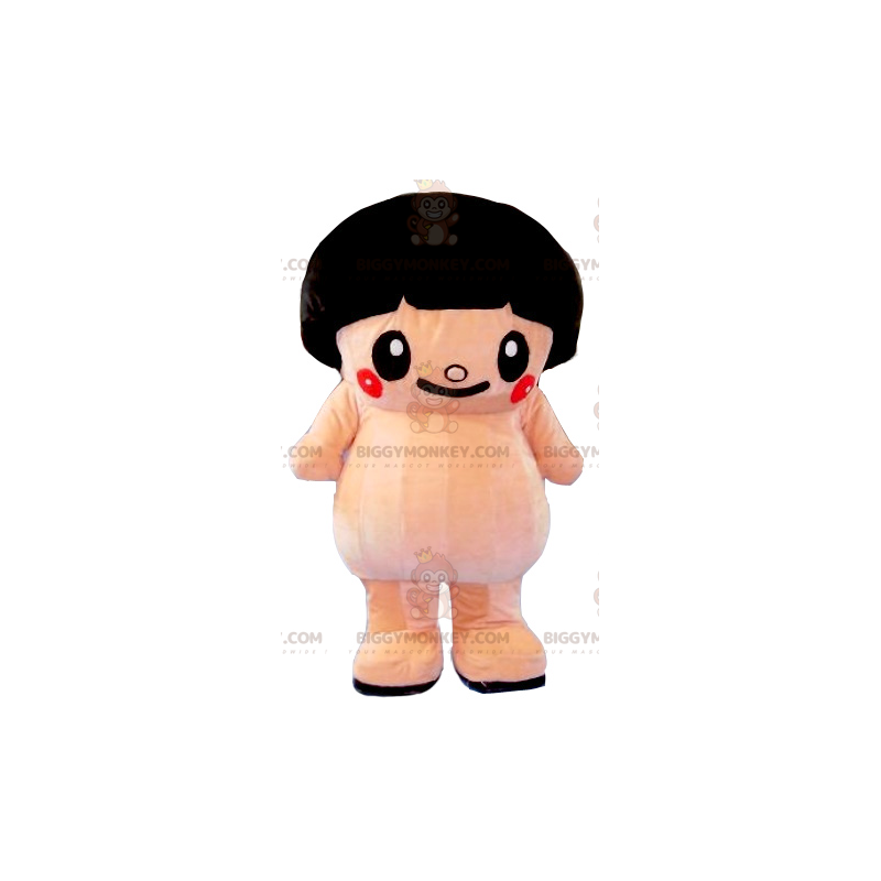 BIGGYMONKEY™ Big Pink Sumo Mascot Costume With Bowl Cut -