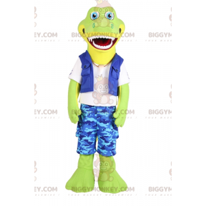 BIGGYMONKEY™ Costume da mascotte coccodrillo sorridente in