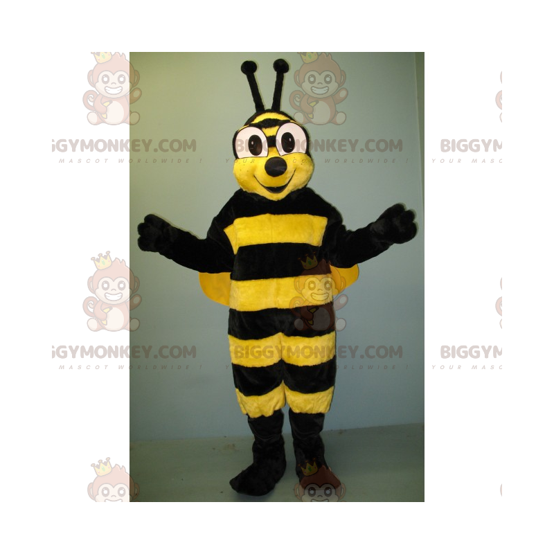 Kostým maskota Bee BIGGYMONKEY™ s velkýma očima a úsměvem –