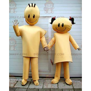 2 BIGGYMONKEY™s goldenes Jungen- und Mädchenpaar-Maskottchen -