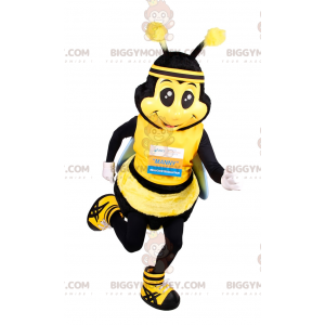 Bee BIGGYMONKEY™ mascottekostuum in racer-outfit -