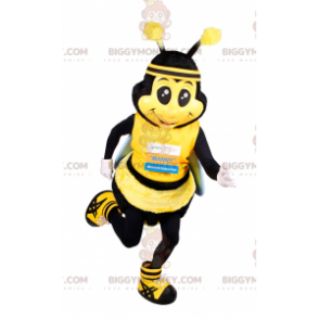 Bee BIGGYMONKEY™ mascottekostuum in racer-outfit -