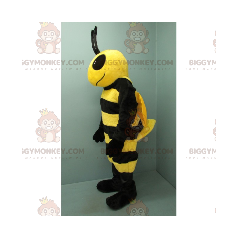 Kostým maskota BIGGYMONKEY™ Černá a žlutá včela s velkýma