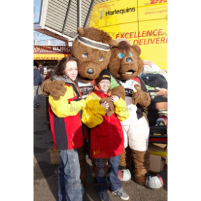 2 BIGGYMONKEY's bruine beer mascotte in sportkleding -