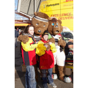 Duo de mascottes BIGGYMONKEY™ d'ours marron en tenue de sport -