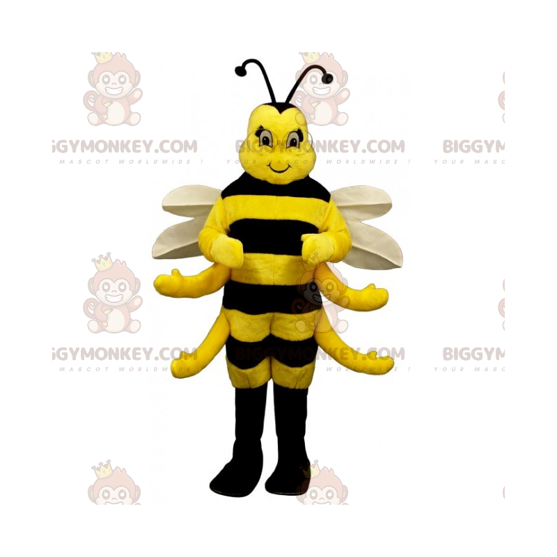 BIGGYMONKEY™ Lindo disfraz de mascota de abeja con alas blancas